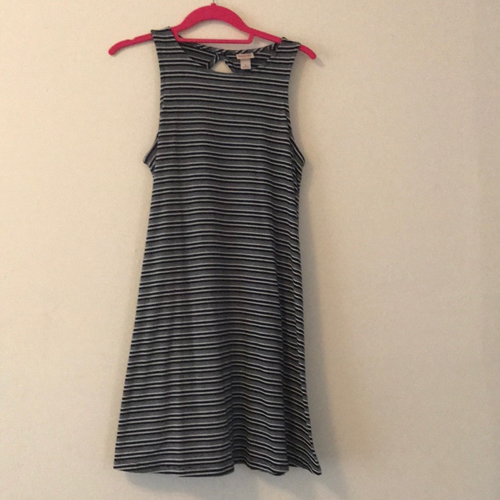 Black and white striped float dress